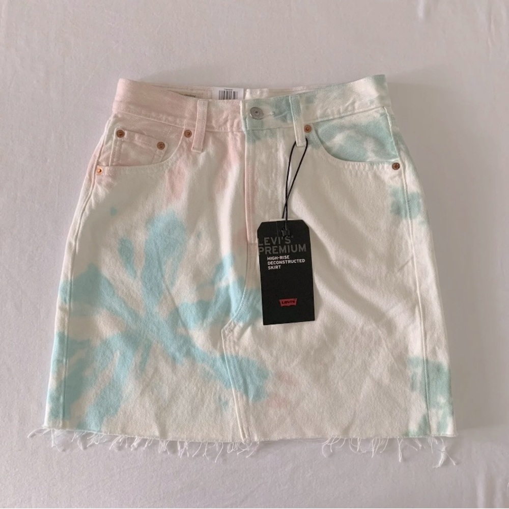 Levi’s premium high rise deconstructed tie dye skirt